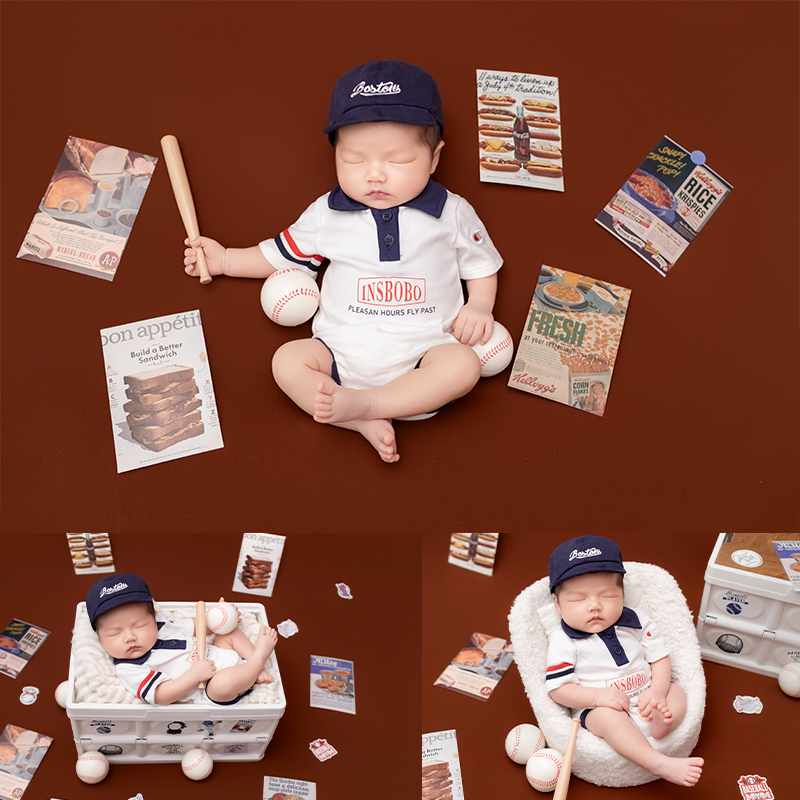 Infant Photography Props Outfit - 스포츠 야구 테마 신생아 사진 촬영